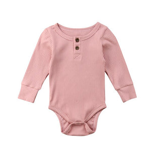 Pop Casual Newborn Infant Toddler Kids Baby Boy Girl Knitting Long Sleeve Solid Romper Jumpsuit Clothes Outfits Warm Cotton