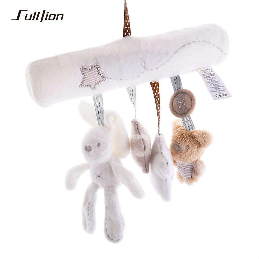 Fulljion Baby Rabbit Toys Stroller Accessories Hanging Plush Educational Toy Doll Trolley Bells Rattles Carriage Multifunctional