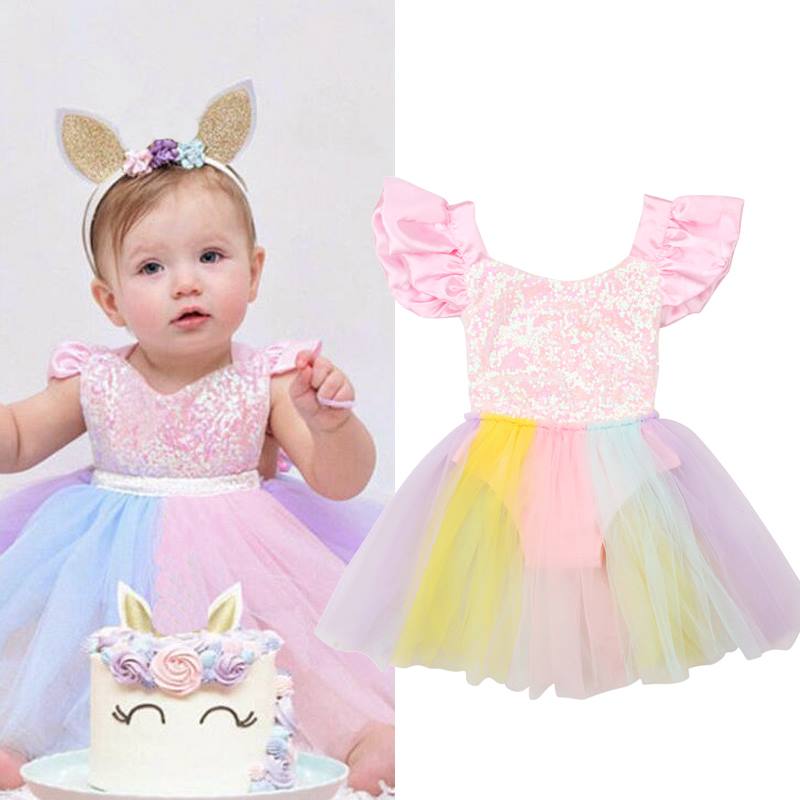 Rompers for Newborn Baby Girl Beautiful Rainbow Ball Gown Romper Dress Infant Jumpsuit Costumes for Baby Girls