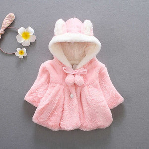 Winter Rabbit Ear 2018 Warm Newborn Baby Girls Fur Coat Cloak Jacket Snowsuit Outerwear